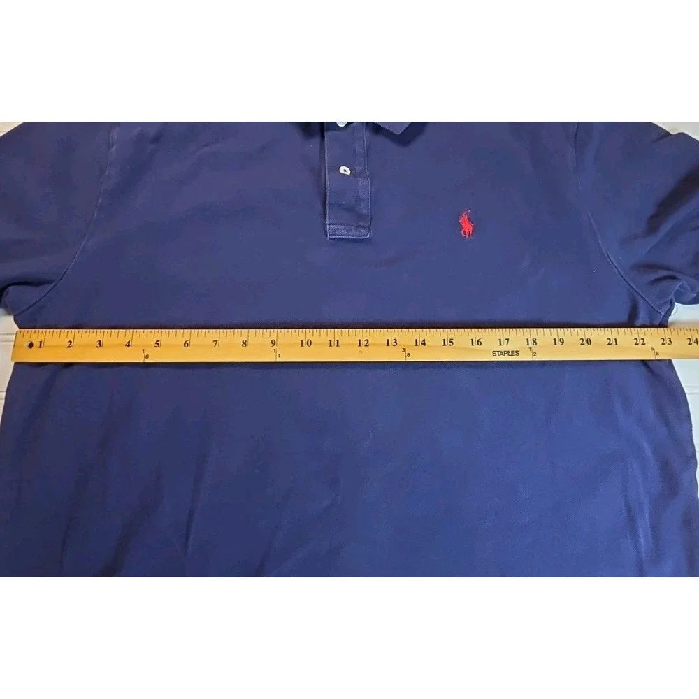 Polo Ralph Lauren Men Polo Shirt  XL Blue Short Sleeve Classic Fit Red Pony Logo